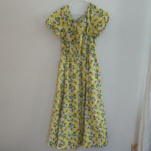 Boden Women's US 20/22R Lemon and Leaf Printed Maxi Dress